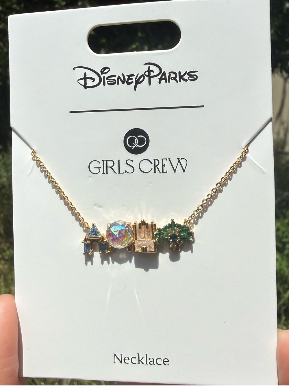 Disney Parks Girls Crew WDW Four Parks Attractions Icons Necklace NEW Gold Tone